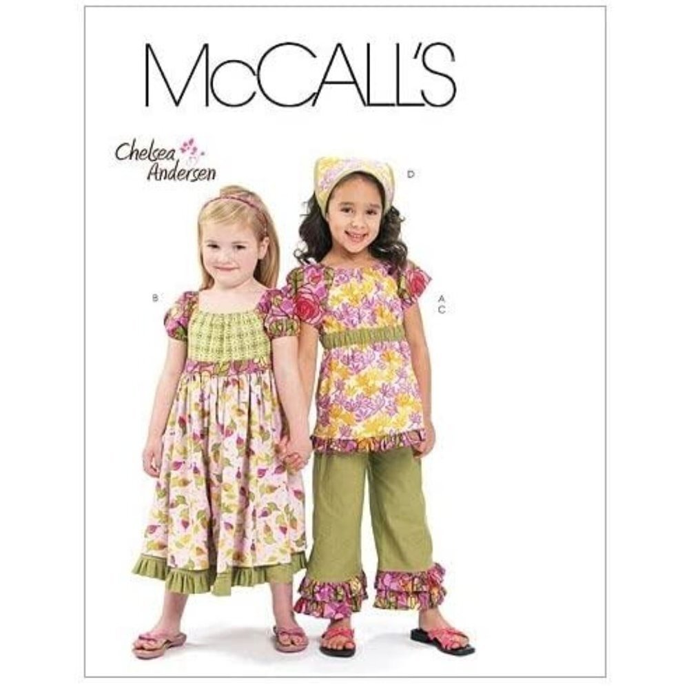 McCalls Sewing Pattern 6062 Girls Top Dress Capri Pantsโ Size 2-5